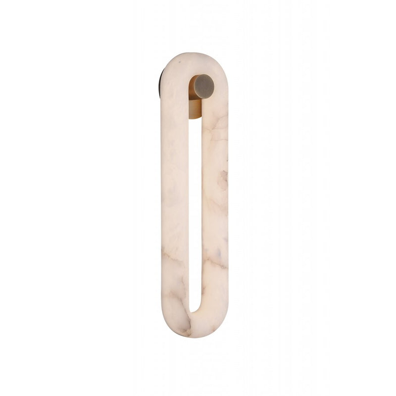 Avenue Sedona 24"H Soft Oval Loop Alabaster LED Wall Sconce, Brass