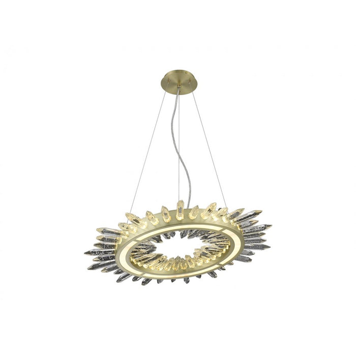 Avenue Lighting Aspen LED 27" Pendants, Brass/Bubbled Crystal Accent