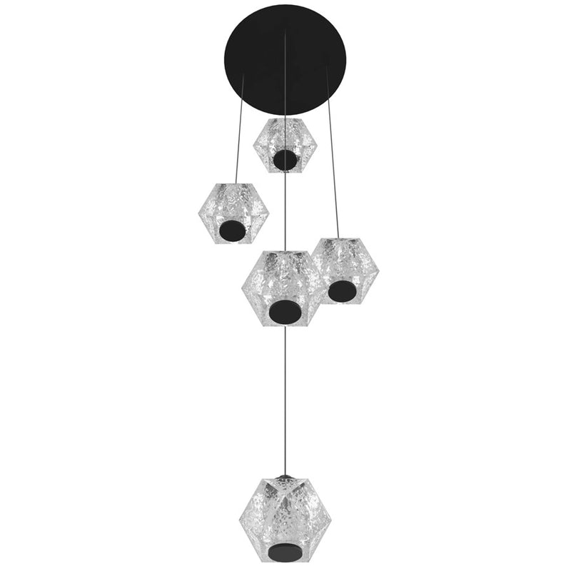Avenue Lighting Beluga 5Lt Pendant, Black/Acrylic Faceted Spheres - HF3905-BK