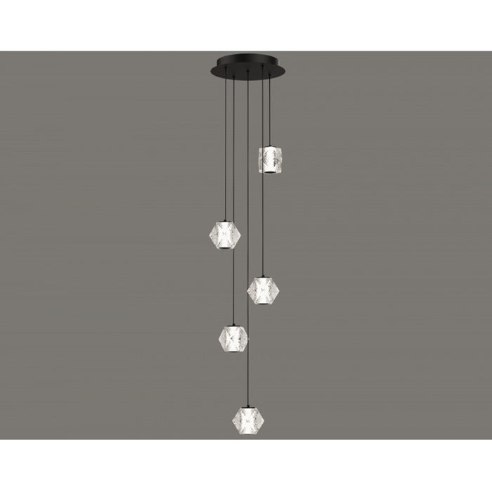 Avenue Lighting Beluga 5Lt Pendant, Black/Acrylic Faceted Spheres