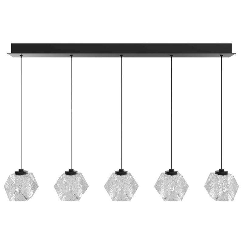 Avenue Lighting Beluga 5Lt Linear Pendant, Black/Faceted Spheres