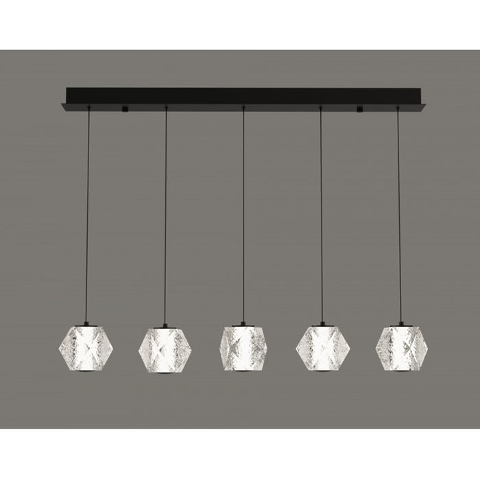 Avenue Lighting Beluga 5Lt Linear Pendant, Black/Faceted Spheres