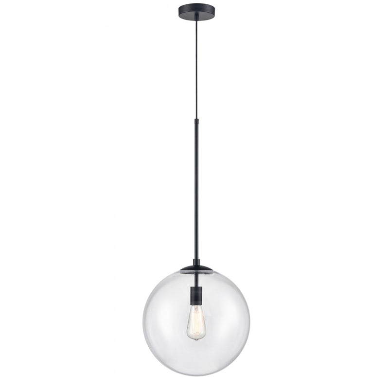 Avenue Lighting Delilah 1 Light 33" Pendant, Black/Clear Glass