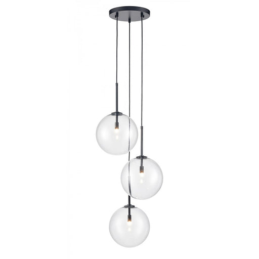 Avenue Lighting Delilah 3Lt 76" Pendant/Multi Port, Black/Glass - HF4233-BK
