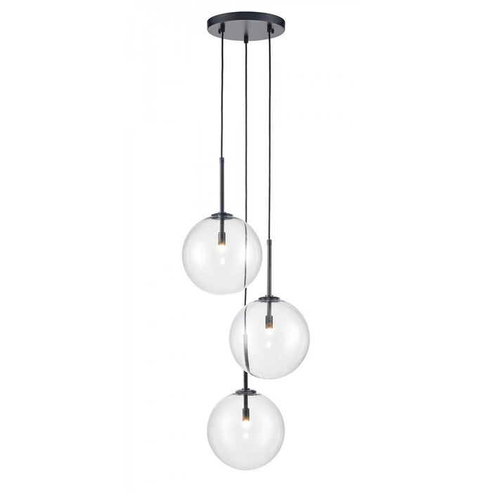 Avenue Lighting Delilah 3Lt 76" Pendant/Multi Port, Black/Glass - HF4233-BK