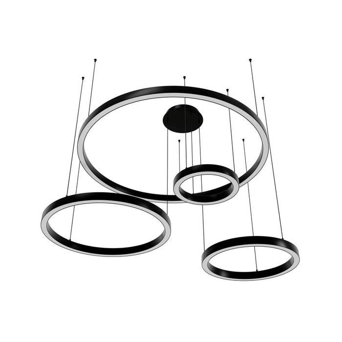 Avenue Lighting Aria LED 64" 4 Ring Pendant, Black Gunmetal Chrome - HF4444-BK