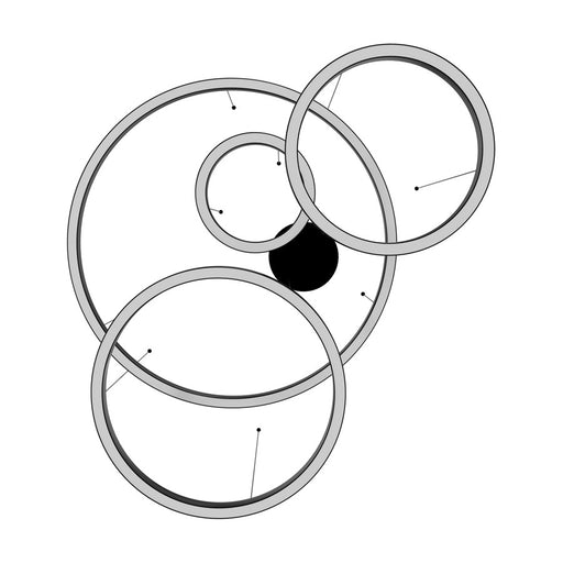 Avenue Lighting Aria LED 64" 4 Ring Pendant, Black Gunmetal Chrome