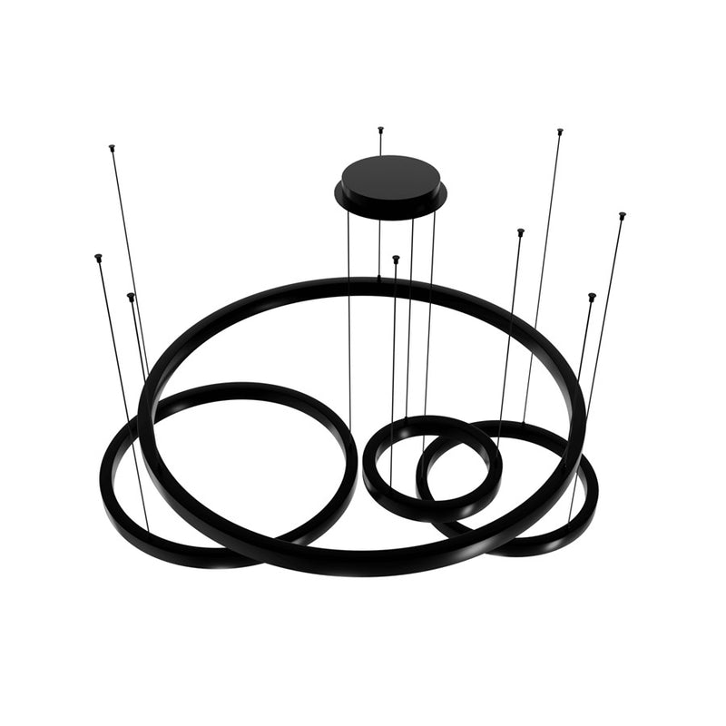 Avenue Lighting Aria LED 64" 4 Ring Pendant, Black Gunmetal Chrome - HF4444-BK