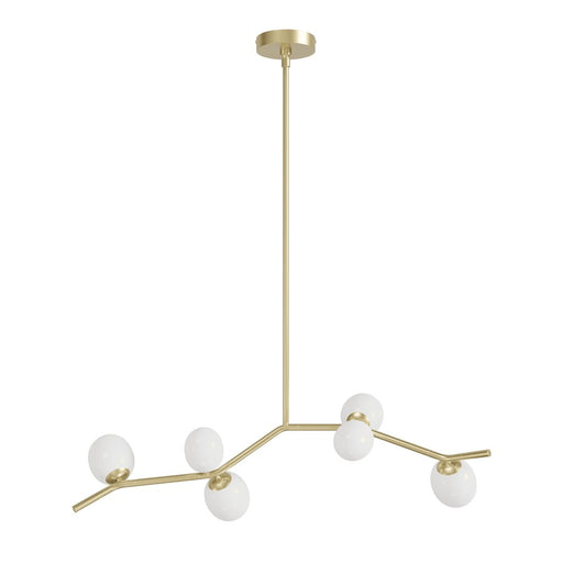 Avenue Lighting Hampton 6Lt 12" Chandelier, Brass/White Glass
