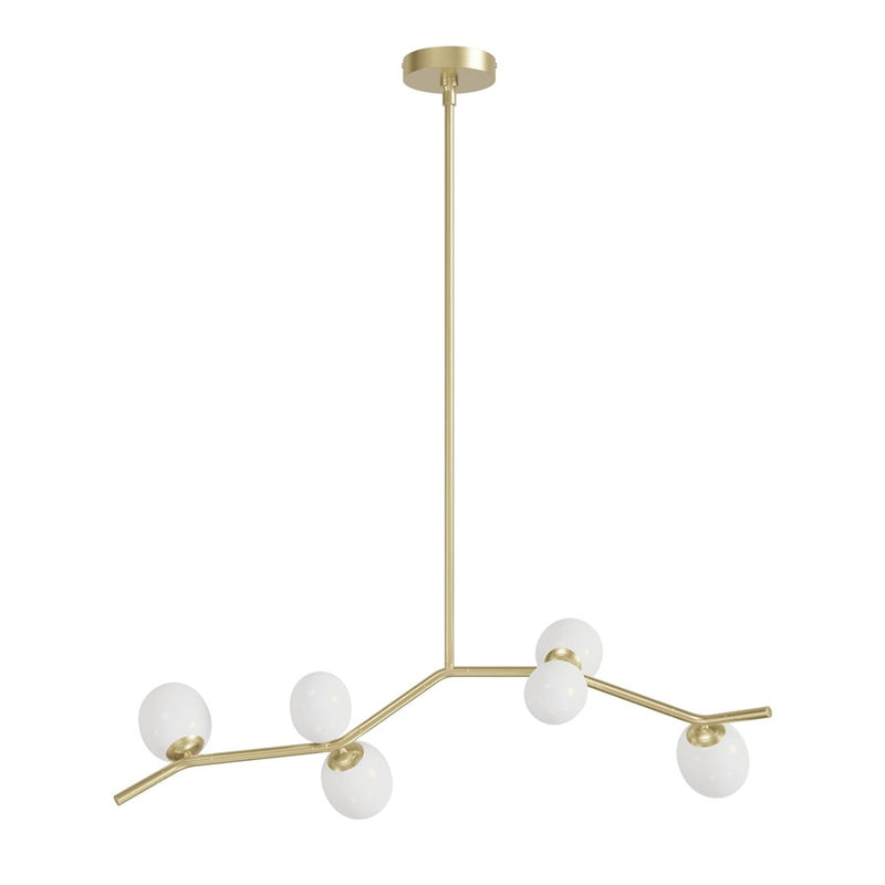 Avenue Lighting Hampton 6Lt 12" Chandelier, Brass/White Glass - HF4806-WHT