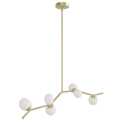 Avenue Lighting Hampton 6Lt 12" Chandelier, Brass/White Glass