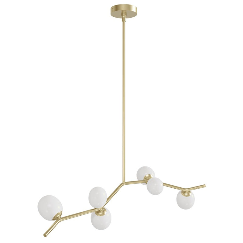 Avenue Lighting Hampton 6Lt 12" Chandelier, Brass/White Glass - HF4806-WHT