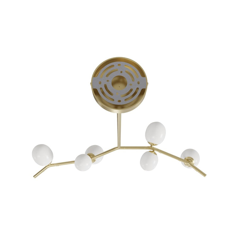 Avenue Lighting Hampton 6Lt 12" Chandelier, Brass/White Glass - HF4806-WHT