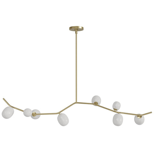 Avenue Lighting Hampton 8Lt 12" Chandelier, Brass/White Glass