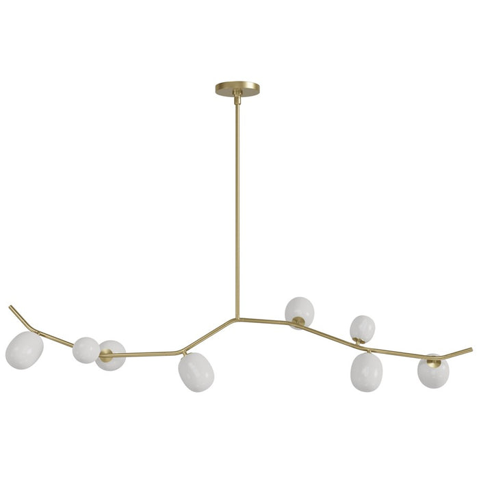 Avenue Lighting Hampton 8Lt 12" Chandelier, Brass/White Glass