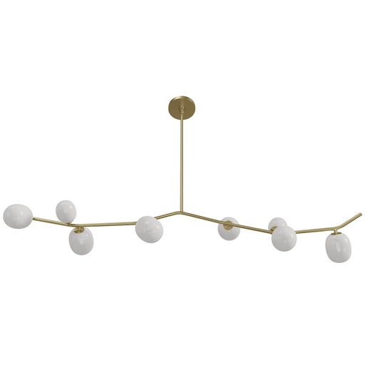 Avenue Lighting Hampton 8Lt 12" Chandelier, Brass/White Glass