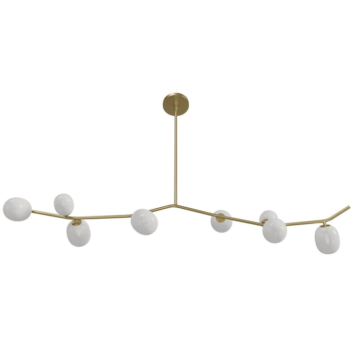 Avenue Lighting Hampton 8Lt 12" Chandelier, Brass/White Glass