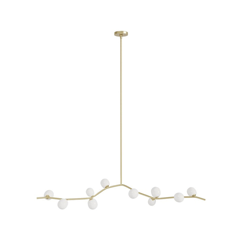 Avenue Lighting Hampton 10Lt 12" Chandelier, Brass/White Glass - HF4810-WHT