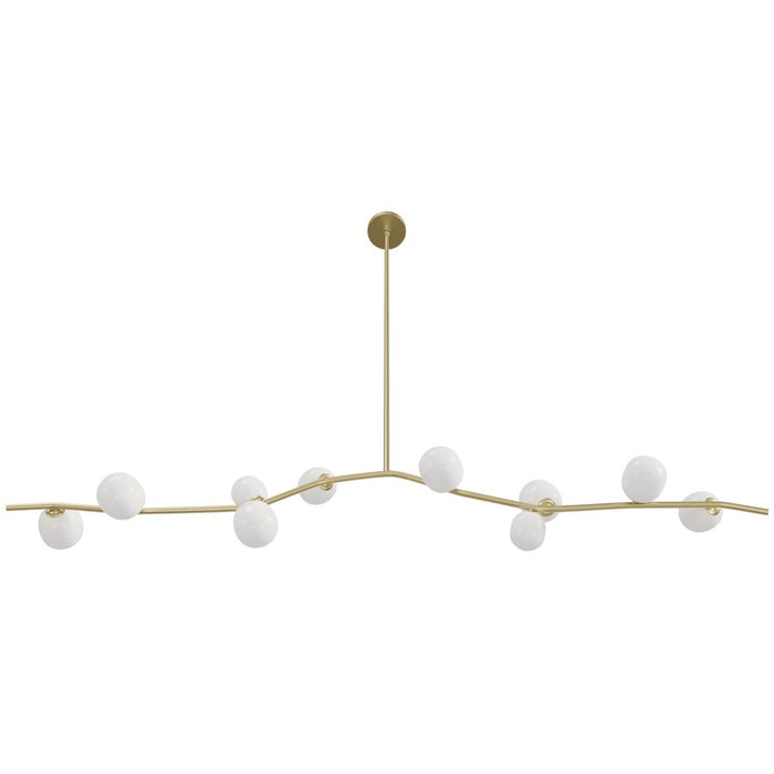 Avenue Lighting Hampton 10Lt 12" Chandelier, Brass/White Glass