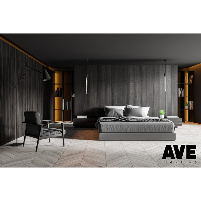 Avenue Lighting Alpine 1 Light 23" Pendant, White Marbleized Glass - HF5401-BLK