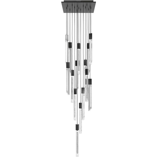 Avenue Lighting Alpine 15Lt 180" Pendant, Black,White Marbleized - HF5415-BLK