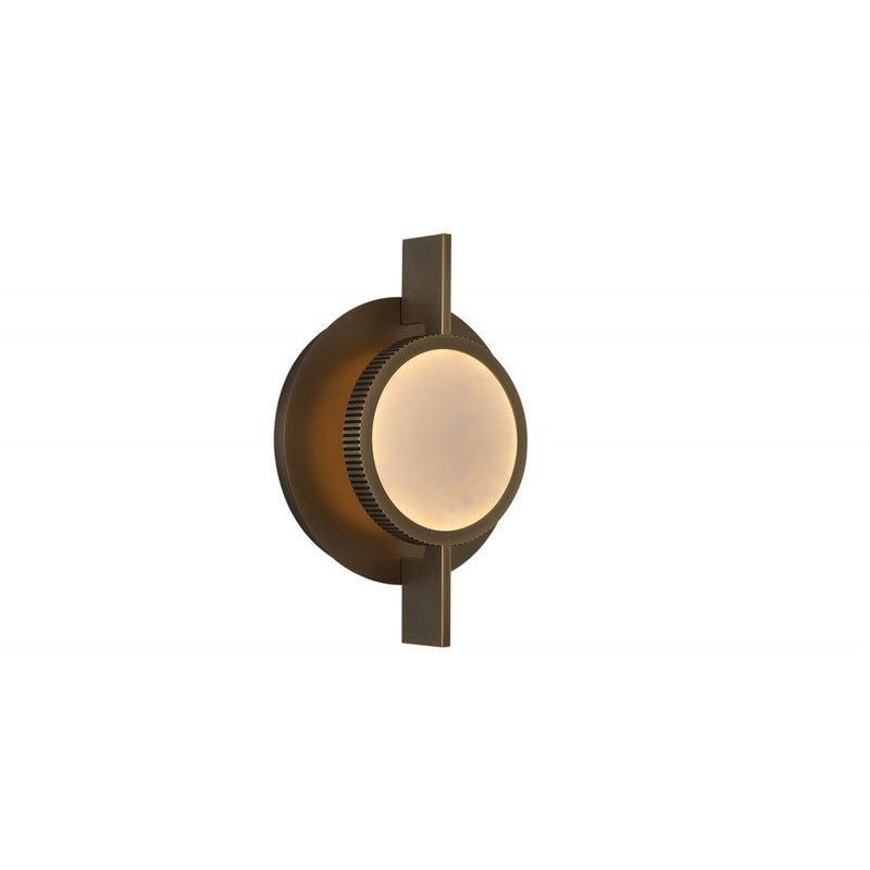 Avenue Lighting 10"W Round Alabaster Plate LED Wall Sconce, Brass - AEHF7001-AB