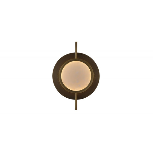 Avenue Lighting 10"W Round Alabaster Plate LED Wall Sconce, Brass