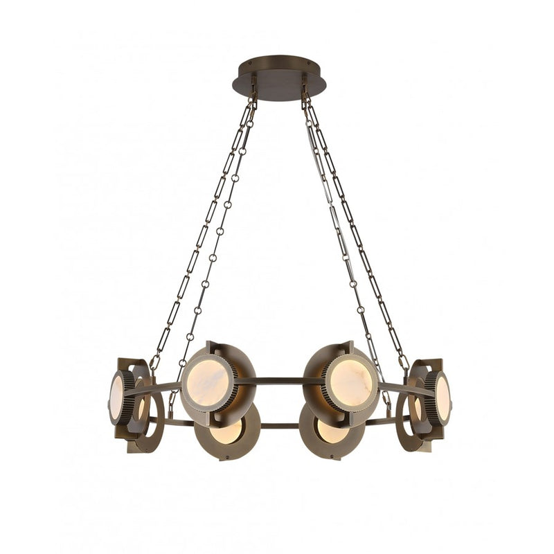 Avenue Mayfair 8-Light 31.5"W Round Chandelier, Brass/Alabaster