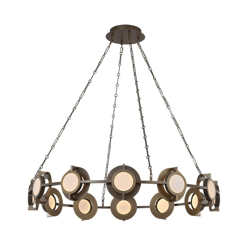 Avenue Mayfair 12-Light 43.5"W Round Chandelier, Brass/Alabaster - AEHF7012-AB