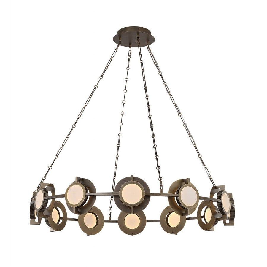 Avenue Mayfair 12-Light 43.5"W Round Chandelier, Brass/Alabaster