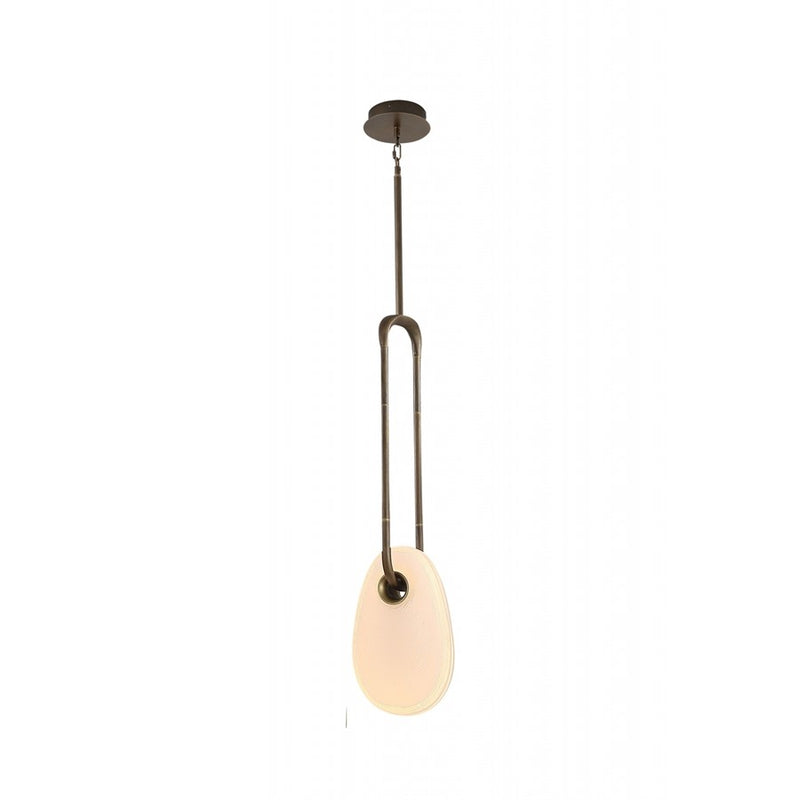 Avenue Palmea 1-Lt 12"H Oval Shape Alabaster LED Pendant, Brass