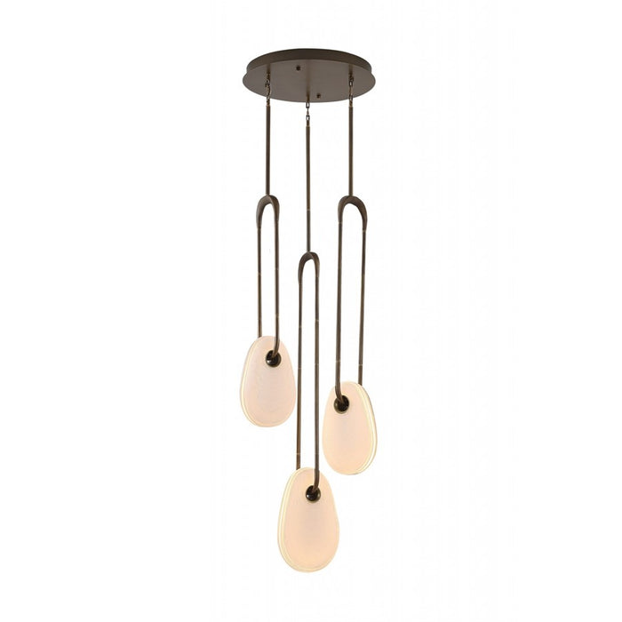 Avenue Palmea 3-Lt 18"W Oval Shape Alabaster LED Pendant, Brass