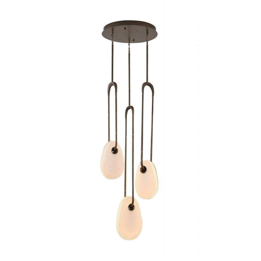 Avenue Palmea 3-Lt 18"W Oval Shape Alabaster LED Pendant, Brass