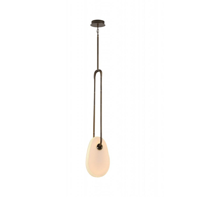 Avenue Palmea 13.5"H Oval Shape Alabaster LED Pendant, Brass