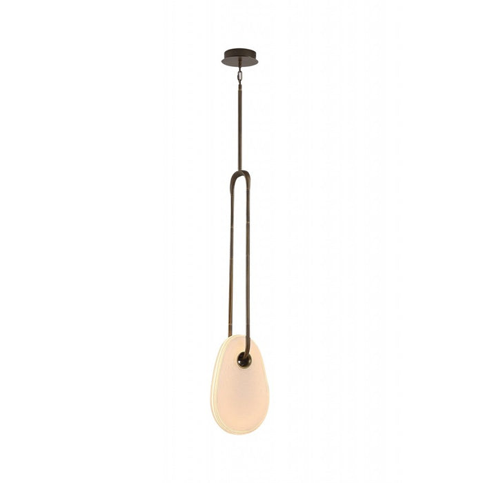 Avenue Palmea 13.5"H Oval Shape Alabaster LED Pendant, Brass - AEHF7122-AB-WHT