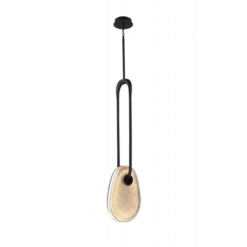 Avenue Palmea 13.5"H Oval Shape Alabaster LED Pendant, Black