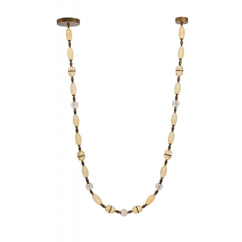Avenue Dubai 243"L LED Glass Strand Pendant, Brass/Gold Glass