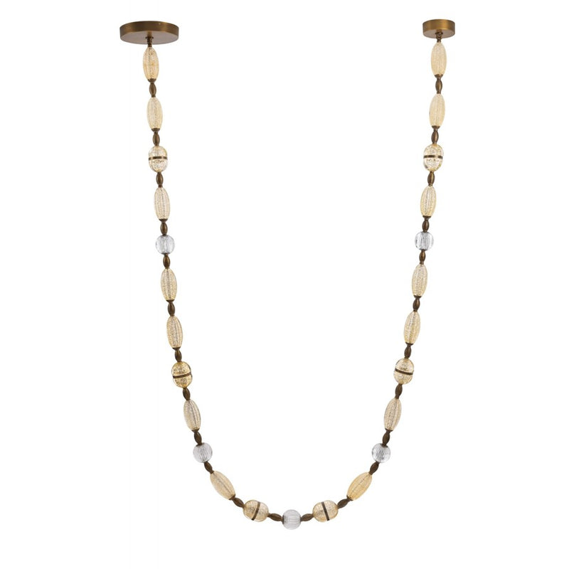 Avenue Dubai 243"L LED Glass Strand Pendant, Brass/Gold Glass - AEHF7163-AGB