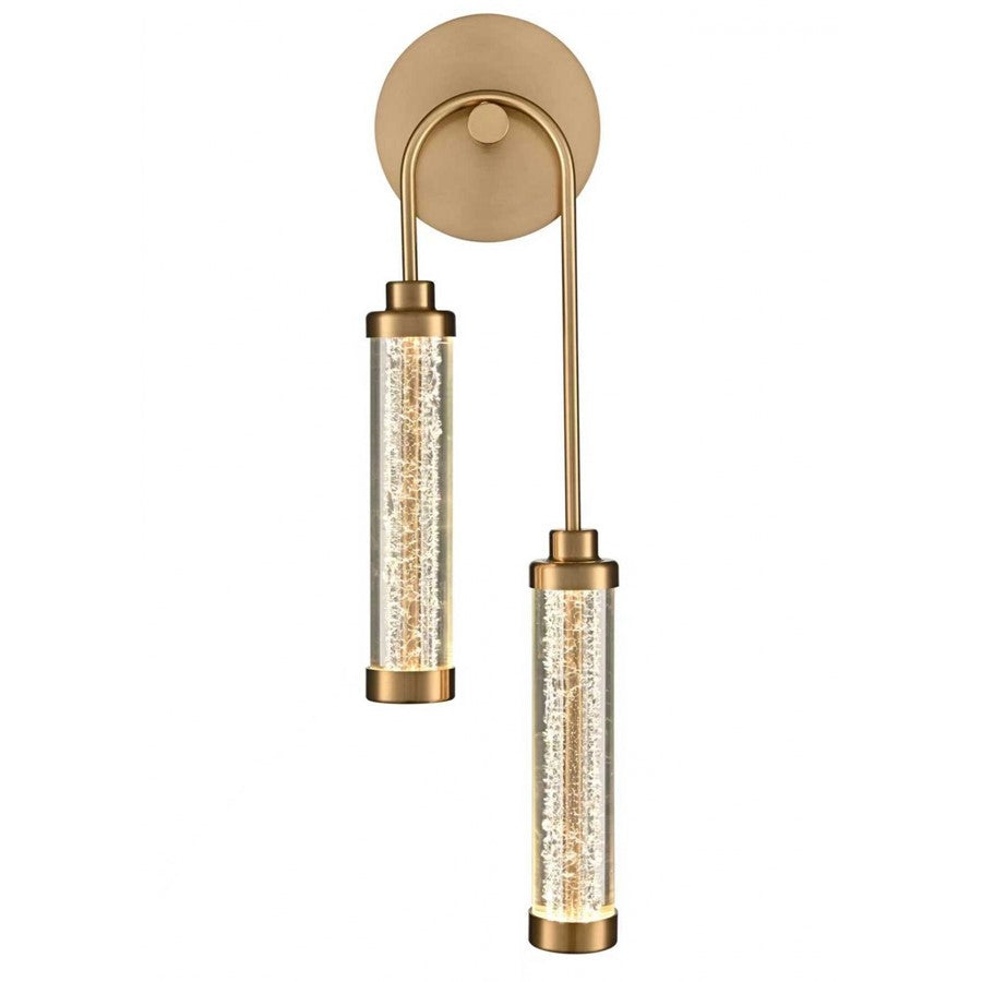 Avenue Belvedere 2-Light 22"H LED Sconce, Antiqued Brass/Clear