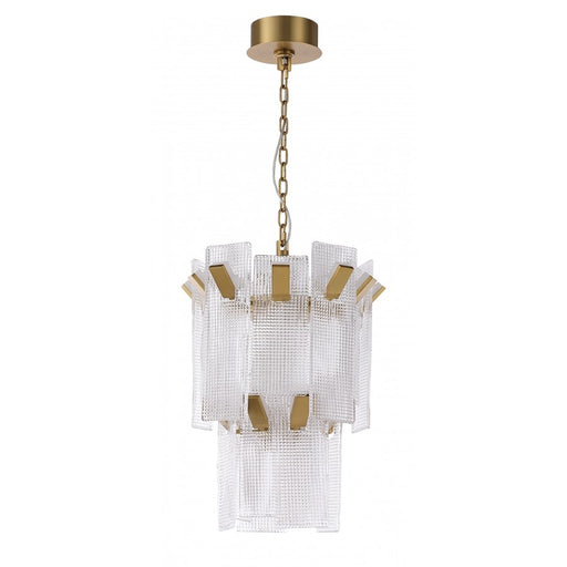Avenue Belmont 20"W 2-Tier Pendant, Golden Brass/Textured Glass - AEHF7180-AGB