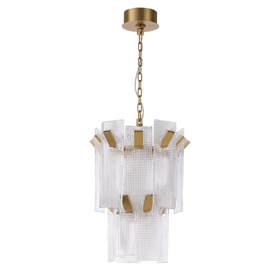 Avenue Belmont 20"W 2-Tier Pendant, Golden Brass/Textured Glass - AEHF7180-AGB