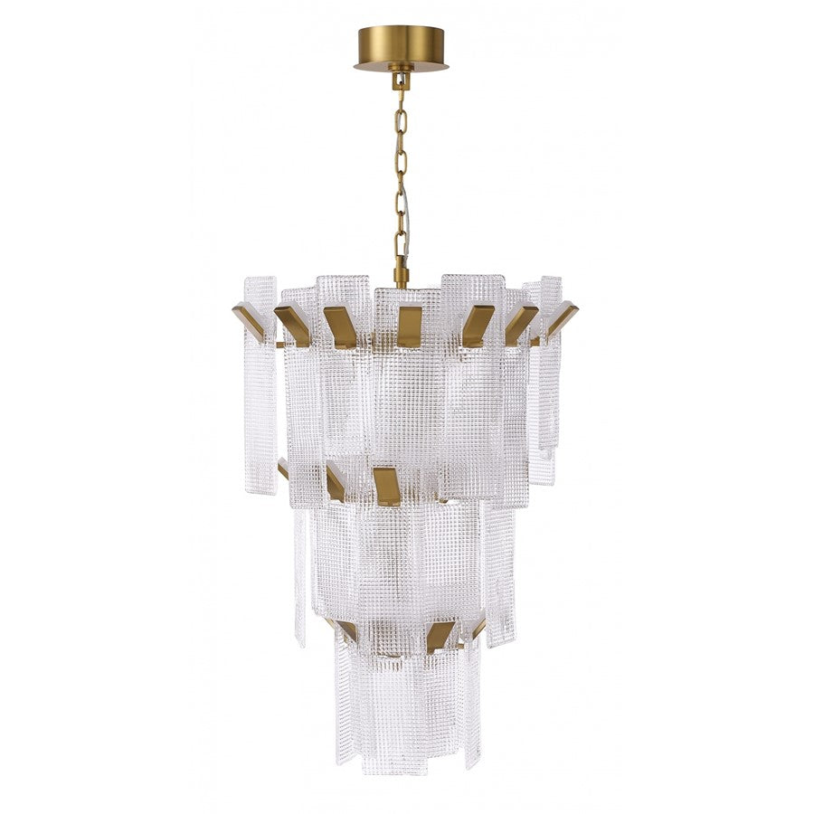 Avenue Lightin Belmont 27"W 3-Tier Pendant, Golden Brass/Textured