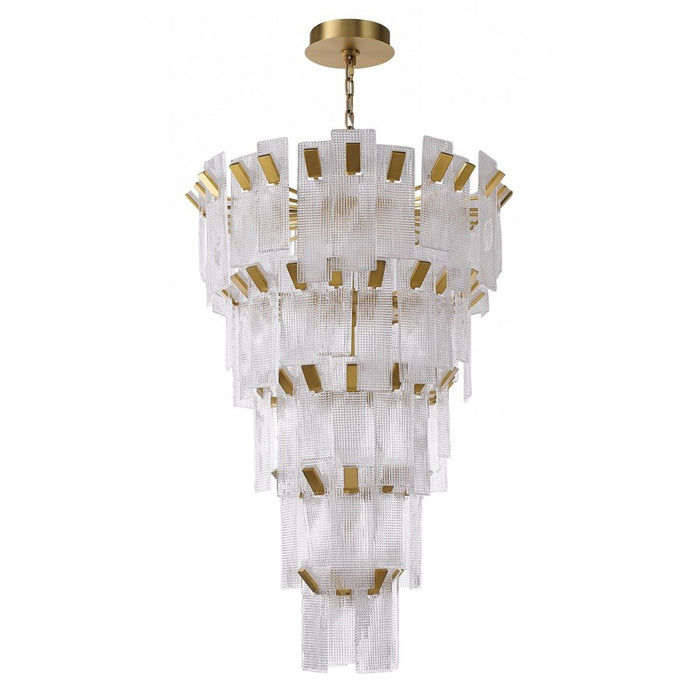 Avenue Lightin Belmont 40"W 5-Tier Pendant, Golden Brass/Textured