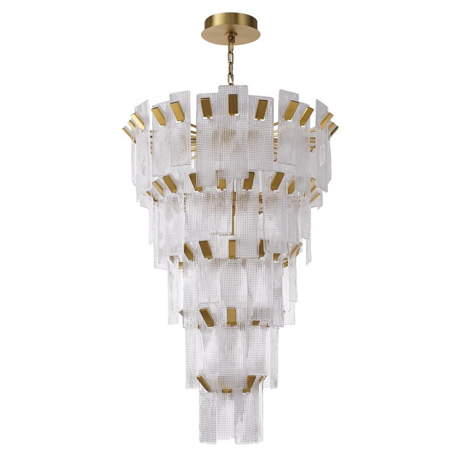 Avenue Lightin Belmont 40"W 5-Tier Pendant, Golden Brass/Textured