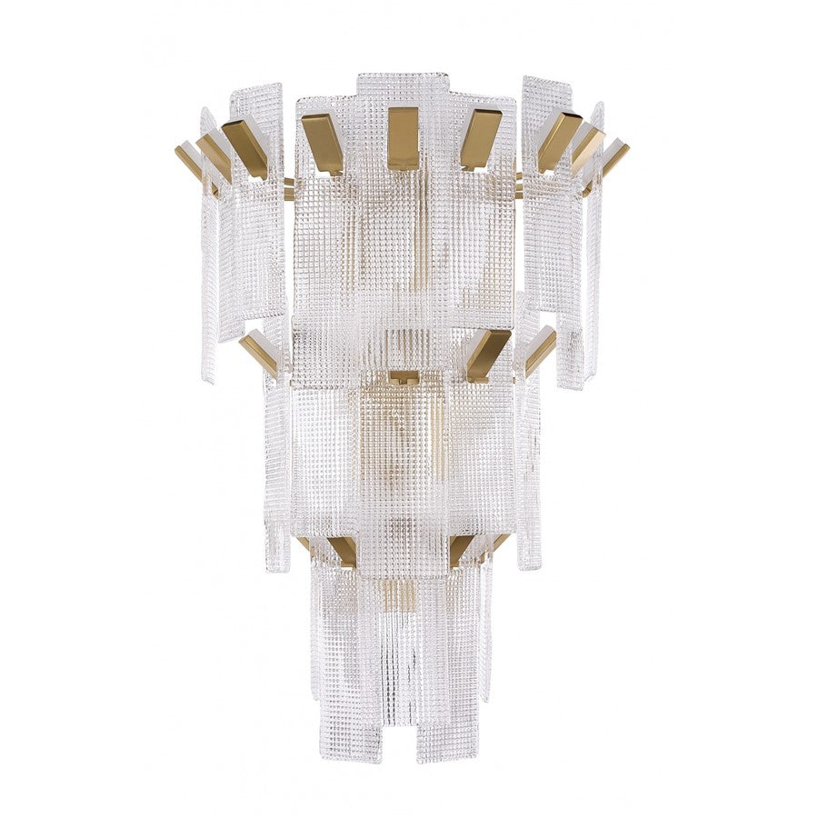 Avenue Belmont 3-Tier 36"H Wall Sconce, Golden Brass/Textured