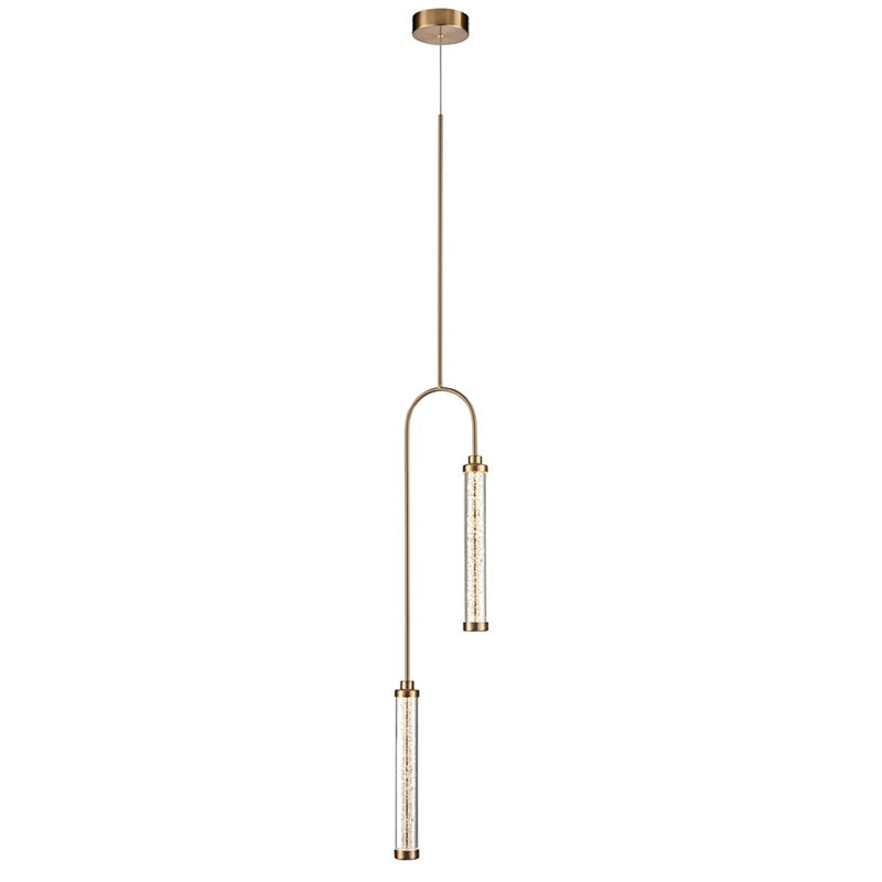 Avenue Belvedere 2-Light 9"W LED Pendant, Antiqued Brass/Clear