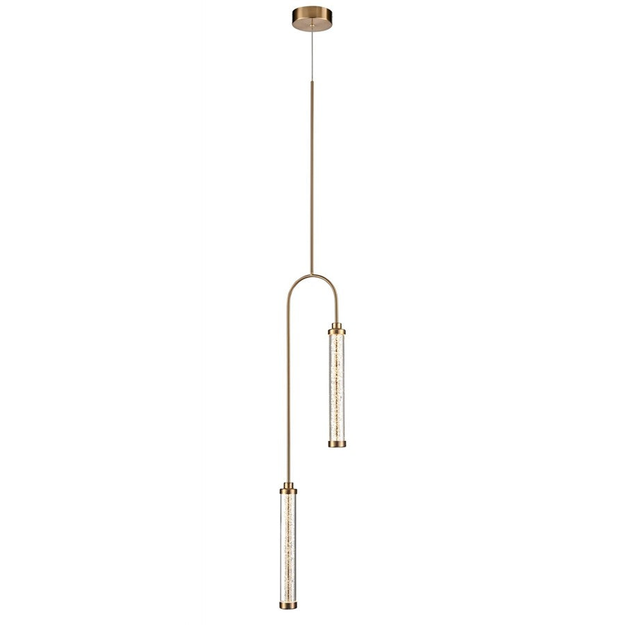 Avenue Belvedere 2-Light 9"W LED Pendant, Antiqued Brass/Clear - AEHF7187-AB