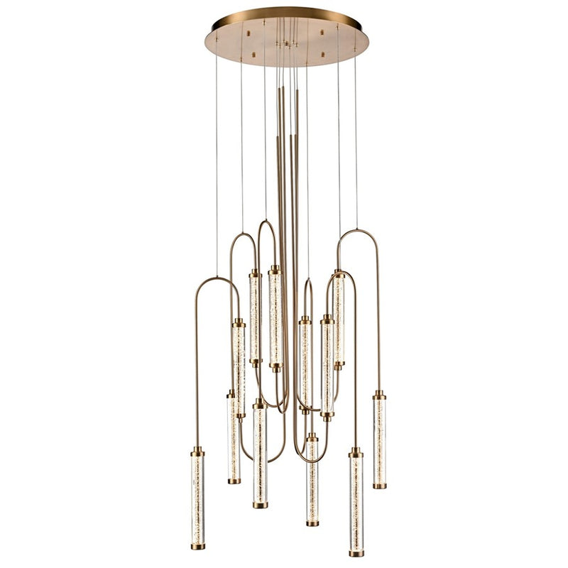 Avenue Belvedere 12-Light 31"W LED Pendant, Antiqued Brass/Clear