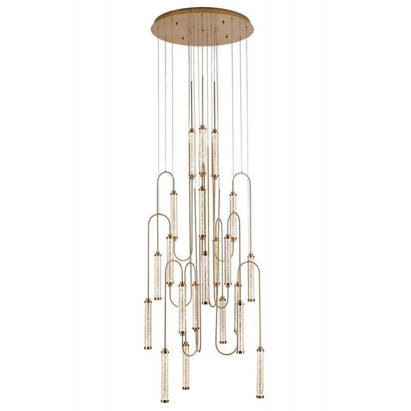 Avenue Belvedere 21-Light 36"W LED Pendant, Antiqued Brass/Clear - AEHF7189-AB