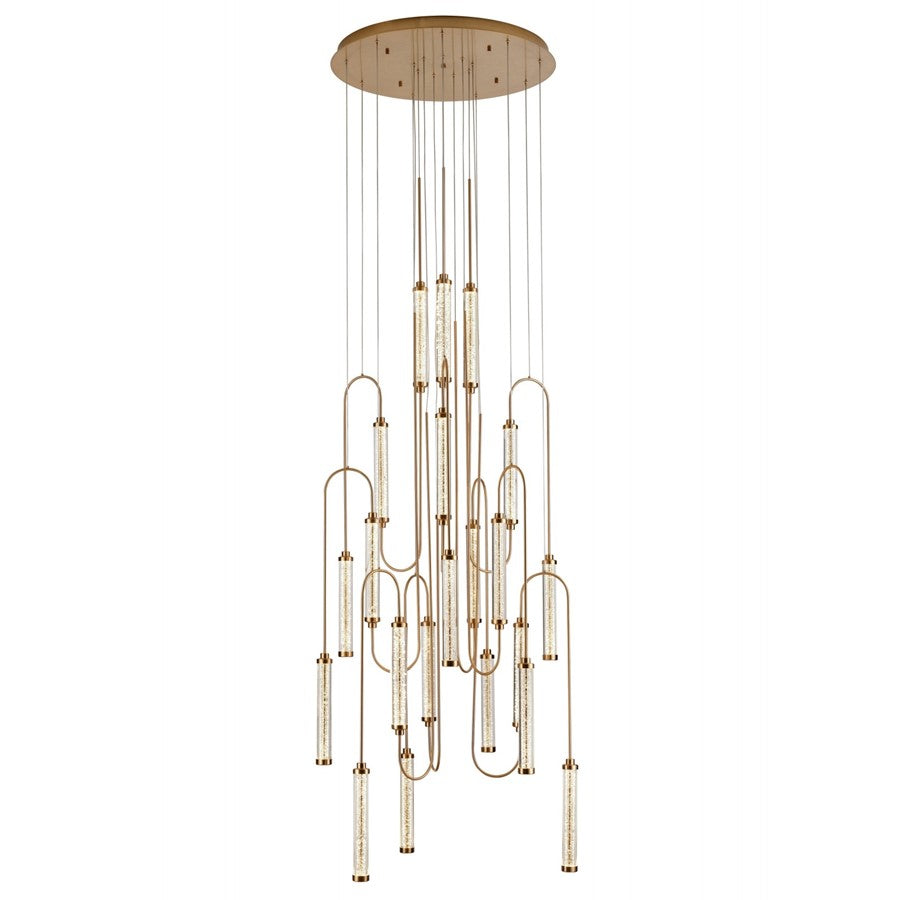 Avenue Belvedere 21-Light 36"W LED Pendant, Antiqued Brass/Clear